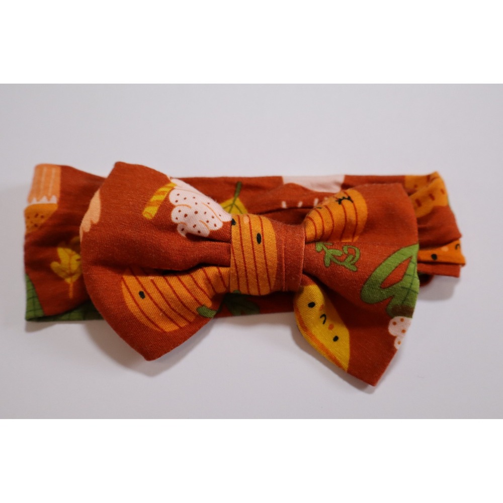 Little Sleepies Pumpkin Spice Bamboo Bow Headband NB-3T
